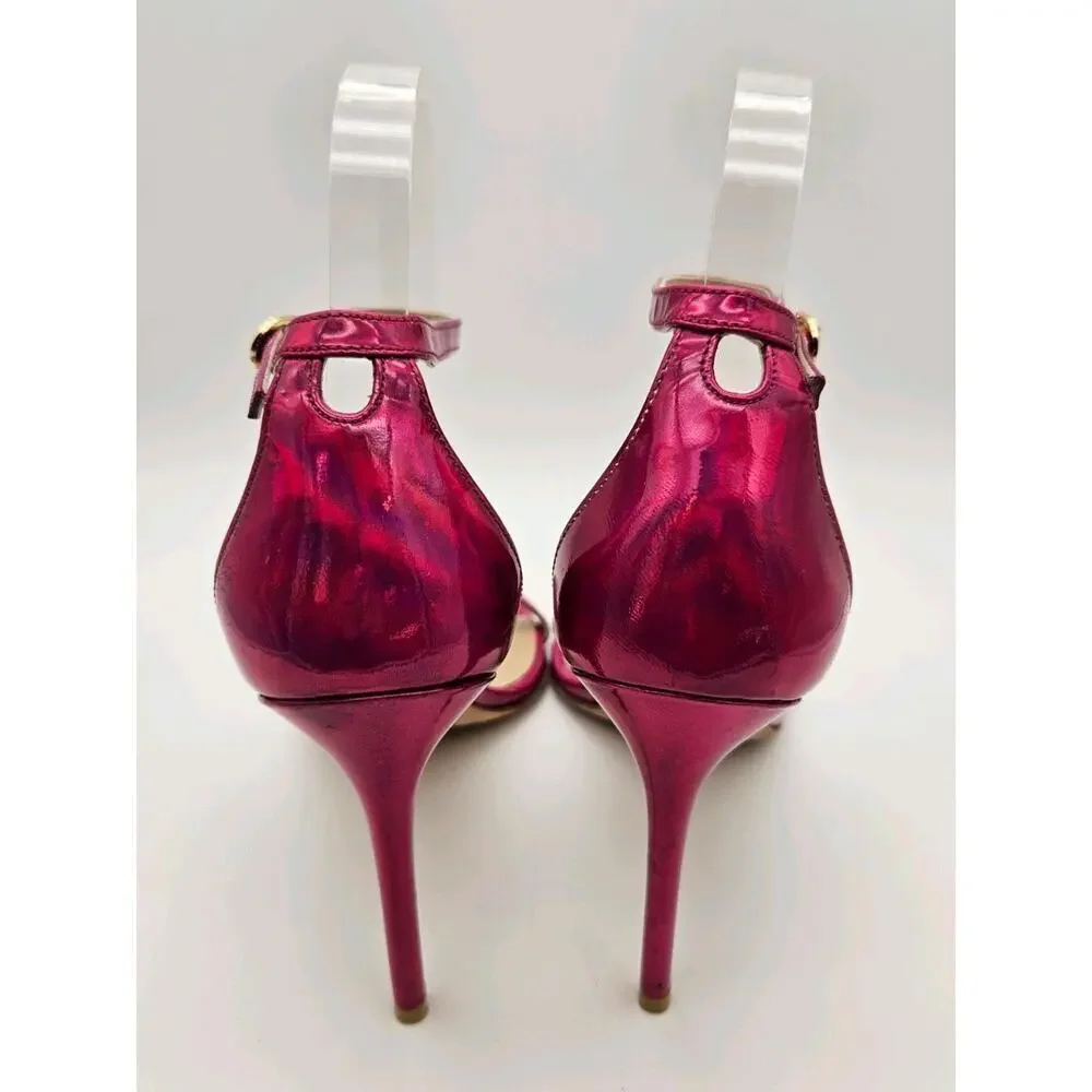 Stuart Weitzman Nudistcurve 100 Stilleto Heel in Pink Fushia Iridesent Women 9